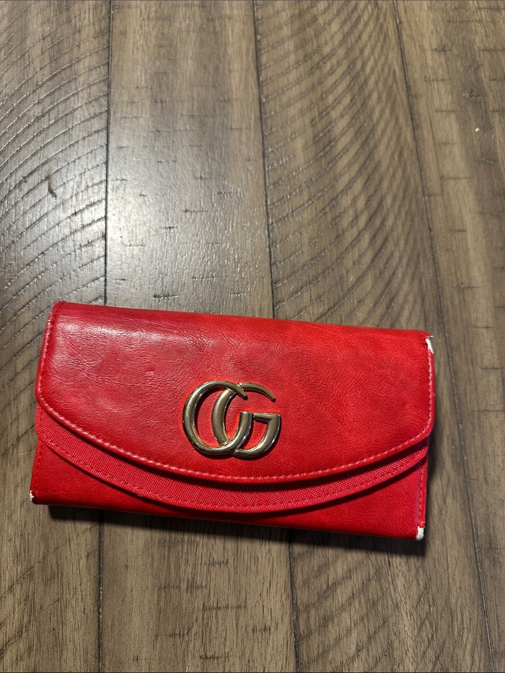 Red Women's Wallet with Gold Double-G Accent